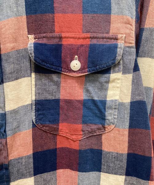 RRL（ダブルアールエル）RRL (ダブルアールエル) リネンブレンドレギュラーカラーチェックシャツ ブルー×レッド サイズ:Mの古着・服飾アイテム