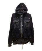 DIESELディーゼル）の古着「フード付きメッシュジップアップジャケット」｜ブラック