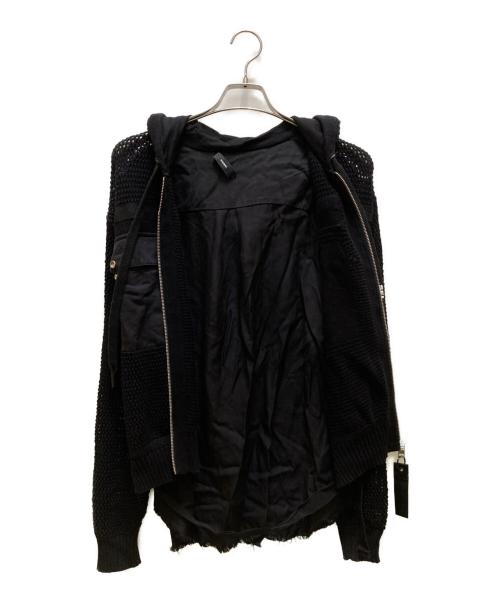 DIESEL（ディーゼル）DIESEL (ディーゼル) フード付きメッシュジップアップジャケット ブラック サイズ:ＸＳの古着・服飾アイテム