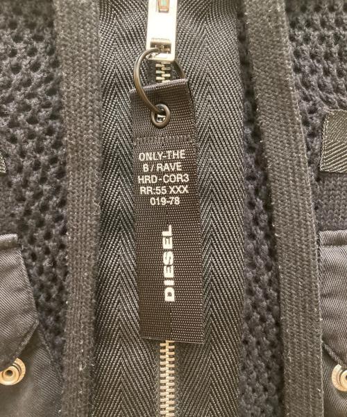 DIESEL（ディーゼル）DIESEL (ディーゼル) フード付きメッシュジップアップジャケット ブラック サイズ:ＸＳの古着・服飾アイテム