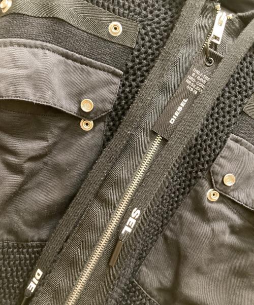 DIESEL（ディーゼル）DIESEL (ディーゼル) フード付きメッシュジップアップジャケット ブラック サイズ:ＸＳの古着・服飾アイテム