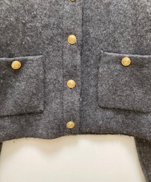 anuans（アニュアンス）anuans (アニュアンス) カシミヤブレンドノーカラーニットジャケット グレー サイズ:Freeの古着・服飾アイテム