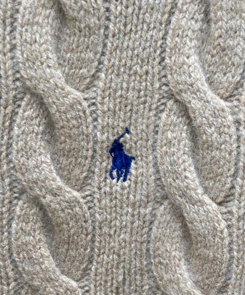 POLO RALPH LAUREN（ポロ・ラルフローレン）POLO RALPH LAUREN (ポロ・ラルフローレン) カシミヤブレンド ケーブルニットノーカラーカーディガン ベージュ サイズ:Ｍ 未使用品の古着・服飾アイテム