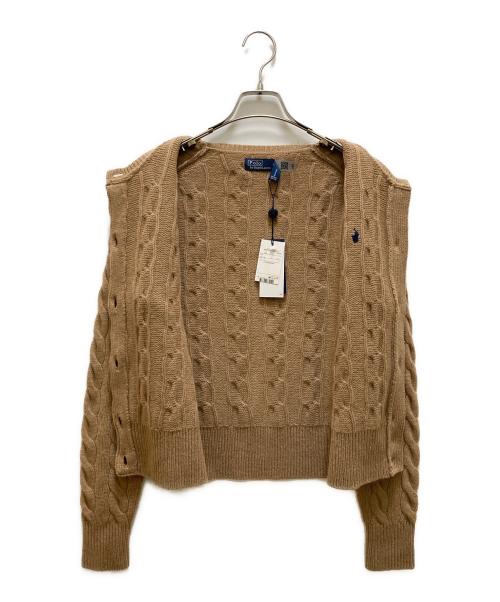 POLO RALPH LAUREN（ポロ・ラルフローレン）POLO RALPH LAUREN (ポロ・ラルフローレン) カシミヤブレンド ケーブルニットノーカラーカーディガン ベージュ サイズ:Ｍ 未使用品の古着・服飾アイテム
