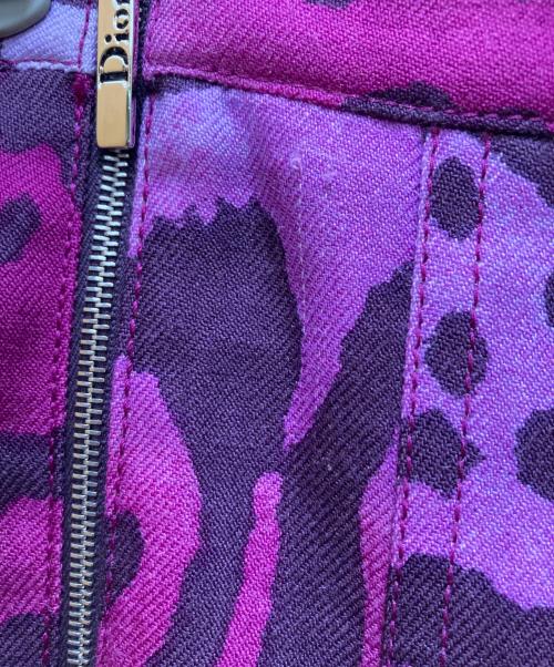 Christian Dior（クリスチャン ディオール）Christian Dior (クリスチャン ディオール) レオパード柄ウールスカート パープル サイズ:38の古着・服飾アイテム