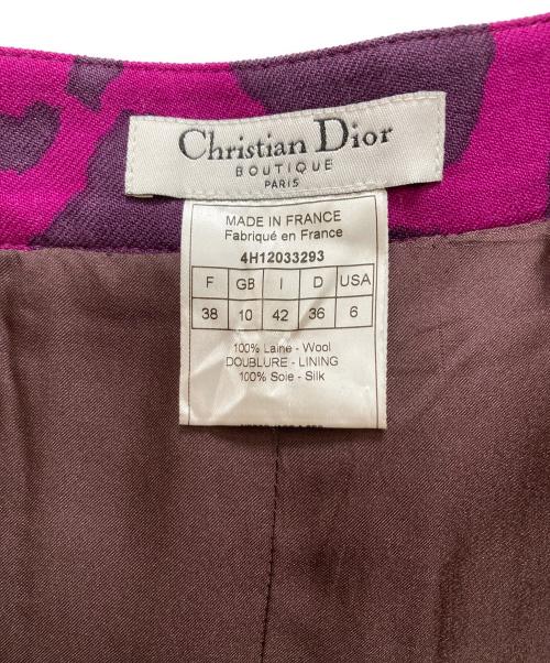 Christian Dior（クリスチャン ディオール）Christian Dior (クリスチャン ディオール) レオパード柄ウールスカート パープル サイズ:38の古着・服飾アイテム
