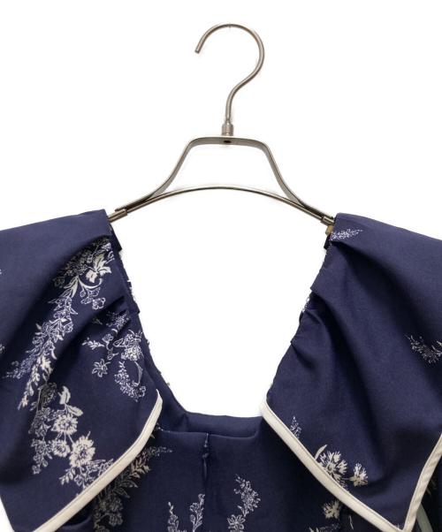 Snidel（スナイデル）Snidel (スナイデル) ラッフルカラープリントワンピース ネイビー×ホワイト サイズ:1の古着・服飾アイテム