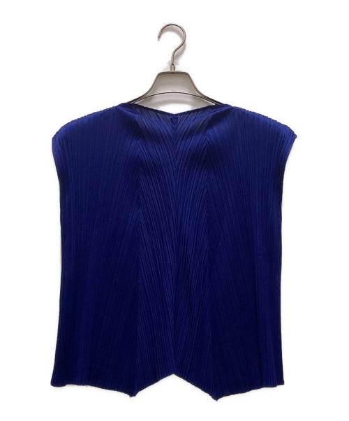 PLEATS PLEASE（プリーツプリーズ）PLEATS PLEASE (プリーツプリーズ) プリーツ加工ノースリーブカットソー ブルー サイズ:3の古着・服飾アイテム