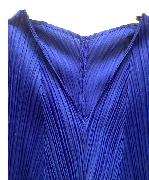 PLEATS PLEASE（プリーツプリーズ）PLEATS PLEASE (プリーツプリーズ) プリーツ加工ノースリーブカットソー ブルー サイズ:3の古着・服飾アイテム
