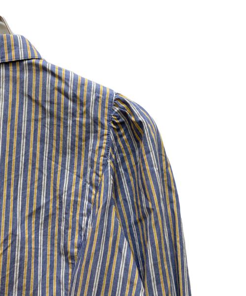 BURBERRY BLUE LABEL（バーバリー ブルー レーベル）BURBERRY BLUE LABEL (バーバリー ブルー レーベル) フリルストライプシャツブラウス ブルー サイズ:３６の古着・服飾アイテム