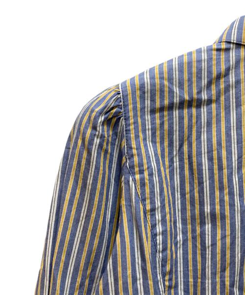 BURBERRY BLUE LABEL（バーバリー ブルー レーベル）BURBERRY BLUE LABEL (バーバリー ブルー レーベル) フリルストライプシャツブラウス ブルー サイズ:３６の古着・服飾アイテム