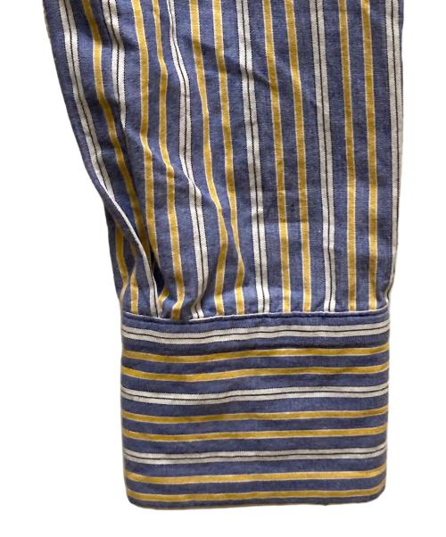 BURBERRY BLUE LABEL（バーバリー ブルー レーベル）BURBERRY BLUE LABEL (バーバリー ブルー レーベル) フリルストライプシャツブラウス ブルー サイズ:３６の古着・服飾アイテム