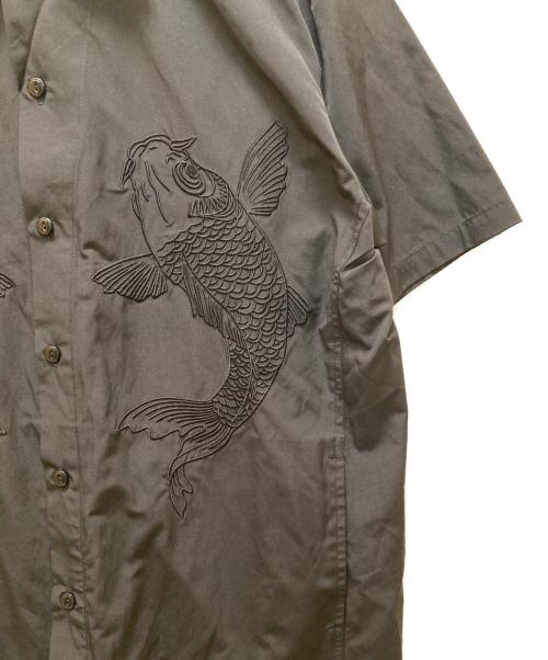 Schott（ショット）Schott (ショット) 鯉 刺繍 オープンカラーワークシャツ ブラック サイズ:Mの古着・服飾アイテム