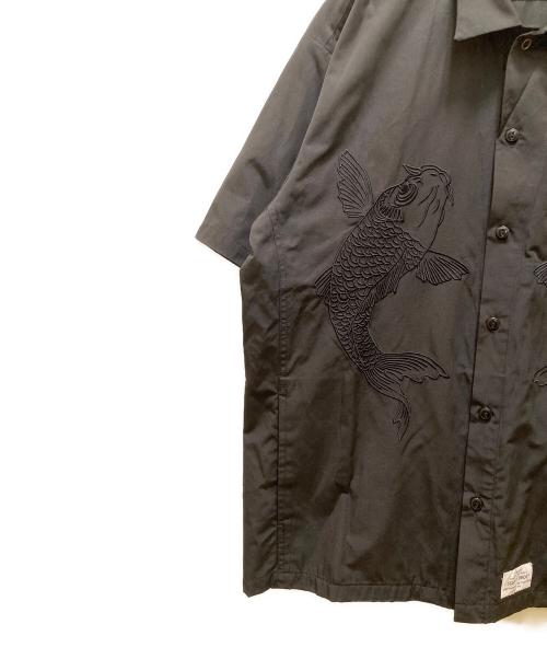 Schott（ショット）Schott (ショット) 鯉 刺繍 オープンカラーワークシャツ ブラック サイズ:Mの古着・服飾アイテム