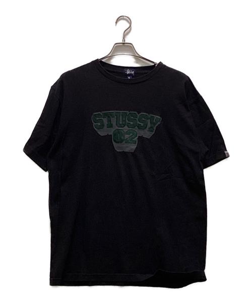 stussy（ステューシー）stussy (ステューシー) ロゴアップリケTシャツ ブラック サイズ:Lの古着・服飾アイテム