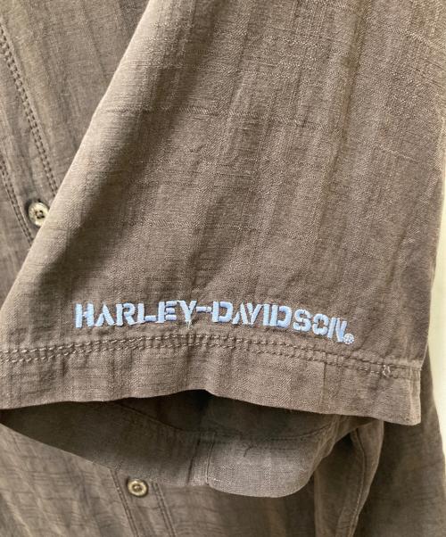 HARLEY-DAVIDSON（ハーレーダビッドソン）HARLEY-DAVIDSON (ハーレーダビッドソン) オールドシルク半袖シャツ ブラウン サイズ:XLの古着・服飾アイテム