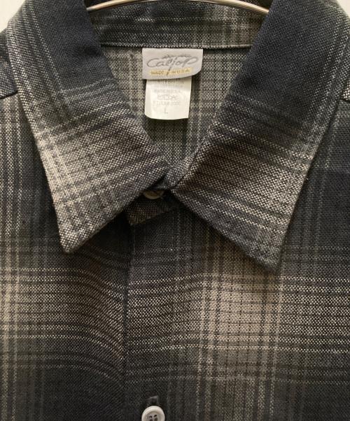 CalTop（キャルトップ）CalTop (キャルトップ) オンブレチェック半袖シャツ ブラック×グレー サイズ: Lの古着・服飾アイテム