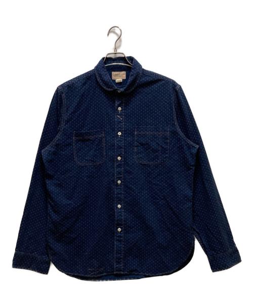 RRL（ダブルアールエル）RRL (ダブルアールエル) ポルカドット柄丸襟ワークシャツ インディゴ サイズ:Lの古着・服飾アイテム