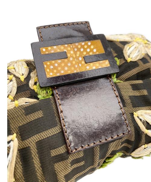 FENDI（フェンディ）FENDI (フェンディ) 花柄刺繍マンマバケットバッグ ブラウンの古着・服飾アイテム