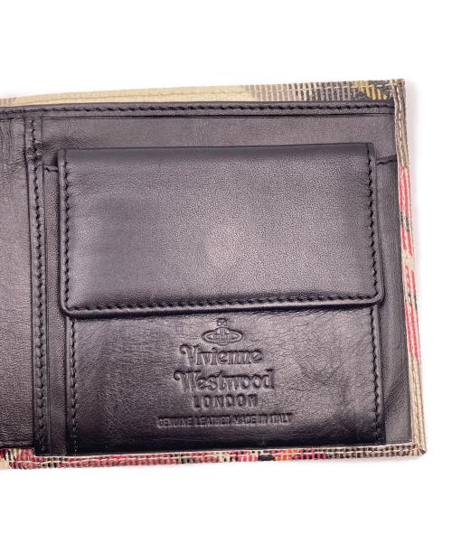 Vivienne Westwood（ヴィヴィアンウエストウッド）Vivienne Westwood (ヴィヴィアンウエストウッド) タータンチェック2つ折り財布 ベージュ×レッドの古着・服飾アイテム