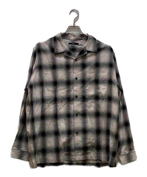 SHIPS（シップス）SHIPS (シップス) オンブレチェックオープンカラーシャツ ベージュ×ブラック サイズ:Lの古着・服飾アイテム