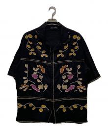 ZARA（ザラ）の古着「刺繍オープンカラーシャツ」｜ブラック