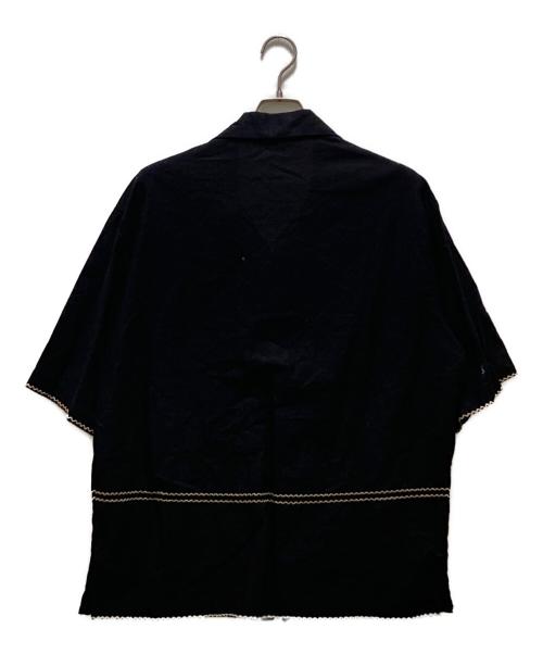 ZARA（ザラ）ZARA (ザラ) 刺繍オープンカラーシャツ ブラック サイズ:Lの古着・服飾アイテム