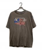 stussyステューシー）の古着「90s 星条旗プリントTシャツ」｜グレー