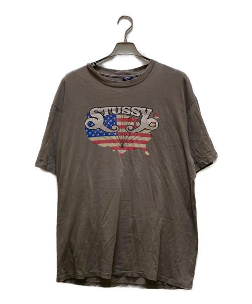 stussy（ステューシー）stussy (ステューシー) 90s 星条旗プリントTシャツ グレー サイズ:XLの古着・服飾アイテム