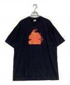 THE BLACK EYE PATCHブラックアイパッチ）の古着「ファイヤーセンターロゴTシャツ」｜ブラック
