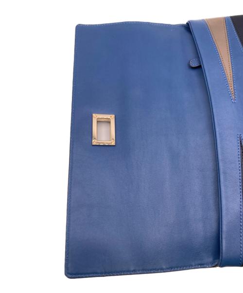ANYA HINDMARCH（アニヤ・ハインドマーチ）ANYA HINDMARCH (アニヤ・ハインドマーチ) レザークラッチバッグ ブルーの古着・服飾アイテム