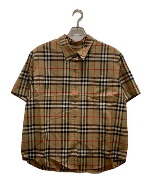 Burberry's（バーバリーズ）Burberry's (バーバリーズ) ノバチェック半袖ウールシャツ ベージュ サイズ:17BRの古着・服飾アイテム