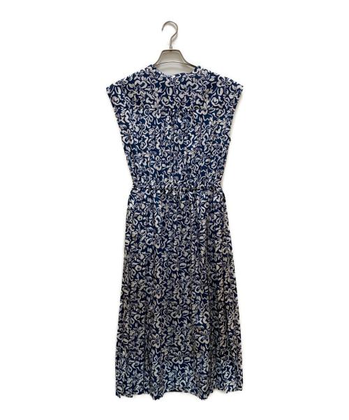 SHIPS（シップス）SHIPS (シップス) 花柄 サイド プリーツ フレンチスリーブ ワンピース ブルー サイズ:Sの古着・服飾アイテム