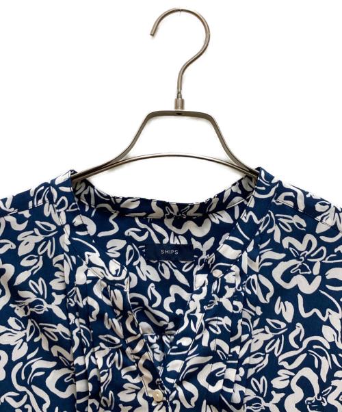 SHIPS（シップス）SHIPS (シップス) 花柄 サイド プリーツ フレンチスリーブ ワンピース ブルー サイズ:Sの古着・服飾アイテム