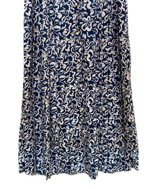 SHIPS（シップス）SHIPS (シップス) 花柄 サイド プリーツ フレンチスリーブ ワンピース ブルー サイズ:Sの古着・服飾アイテム