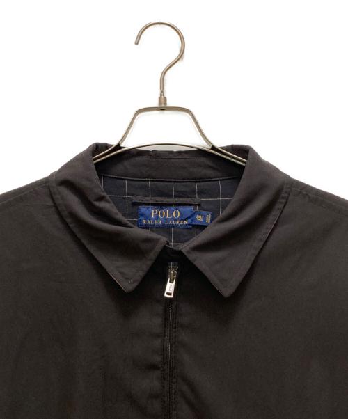 POLO RALPH LAUREN（ポロ・ラルフローレン）POLO RALPH LAUREN (ポロ・ラルフローレン) 裏地チェック ロゴ刺繍スイングトップ ブラック サイズ:2XLの古着・服飾アイテム
