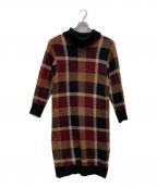 BURBERRY BLUE LABELバーバリー ブルー レーベル）の古着「チェックジャガード ニットワンピース」｜ブラウン