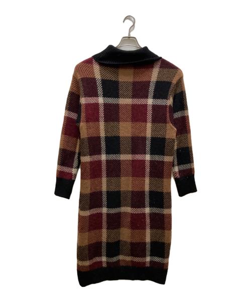 BURBERRY BLUE LABEL（バーバリー ブルー レーベル）BURBERRY BLUE LABEL (バーバリー ブルー レーベル) チェックジャガード ニットワンピース ブラウン サイズ:３８の古着・服飾アイテム