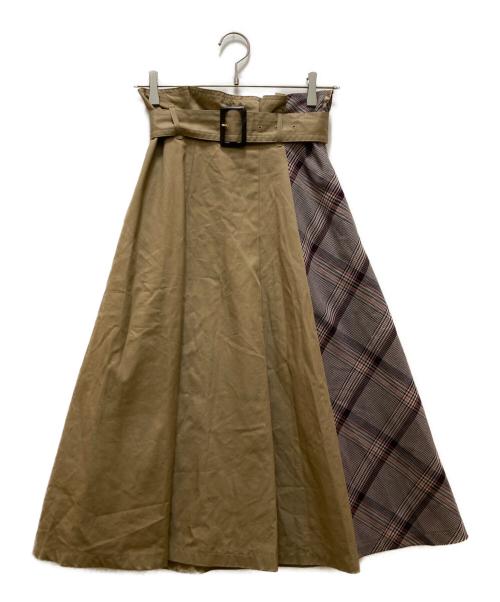 BURBERRY BLUE LABEL（バーバリー ブルー レーベル）BURBERRY BLUE LABEL (バーバリー ブルー レーベル) チェック切替スカート ベージュ サイズ:36の古着・服飾アイテム