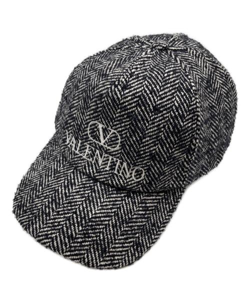 VALENTINO（ヴァレンティノ）VALENTINO (ヴァレンティノ) ロゴツイードキャップ ホワイト×ブラック サイズ:59の古着・服飾アイテム