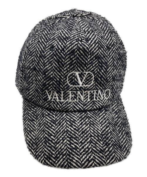 VALENTINO（ヴァレンティノ）VALENTINO (ヴァレンティノ) ロゴツイードキャップ ホワイト×ブラック サイズ:59の古着・服飾アイテム