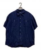 POLO RALPH LAURENポロ・ラルフローレン）の古着「リネン・シルク ビーチキャンプシャツ」｜ブルー