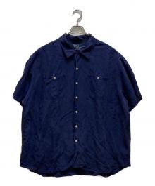 POLO RALPH LAUREN（ポロ・ラルフローレン）の古着「リネン・シルク ビーチキャンプシャツ」｜ブルー