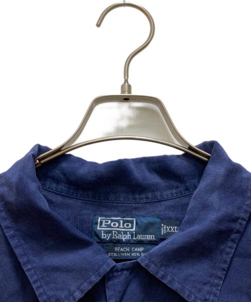 POLO RALPH LAUREN（ポロ・ラルフローレン）POLO RALPH LAUREN (ポロ・ラルフローレン) リネン・シルク ビーチキャンプシャツ ブルー サイズ:XXLの古着・服飾アイテム