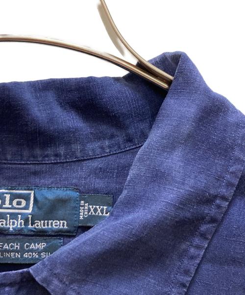 POLO RALPH LAUREN（ポロ・ラルフローレン）POLO RALPH LAUREN (ポロ・ラルフローレン) リネン・シルク ビーチキャンプシャツ ブルー サイズ:XXLの古着・服飾アイテム