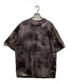 DIESELディーゼル）の古着「トロンプルイユデザインTシャツ」｜グレー