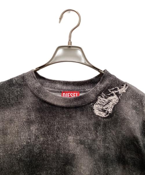 DIESEL（ディーゼル）DIESEL (ディーゼル) トロンプルイユデザインTシャツ グレー サイズ:Lの古着・服飾アイテム