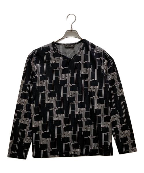 GAULTIER HOMME objet（ゴルチエオムオブジェ）GAULTIER HOMME objet (ゴルチエオムオブジェ) ロゴデザインVネックカットソー ブラック×ホワイト サイズ:FREEの古着・服飾アイテム
