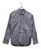 COMME des GARCONS JUNYA WATANABE MANコム デ ギャルソン ジュンヤ ワタナベ マン）の古着「チェック切替エルボーパッチレギュラーカラーシャツ」｜ホワイト×ブルー