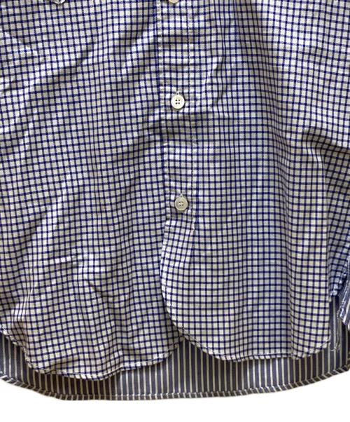 COMME des GARCONS JUNYA WATANABE MAN（コム デ ギャルソン ジュンヤ ワタナベ マン）COMME des GARCONS JUNYA WATANABE MAN (コム デ ギャルソン ジュンヤ ワタナベ マン) チェック切替エルボーパッチレギュラーカラーシャツ ホワイト×ブルー サイズ:XSの古着・服飾アイテム
